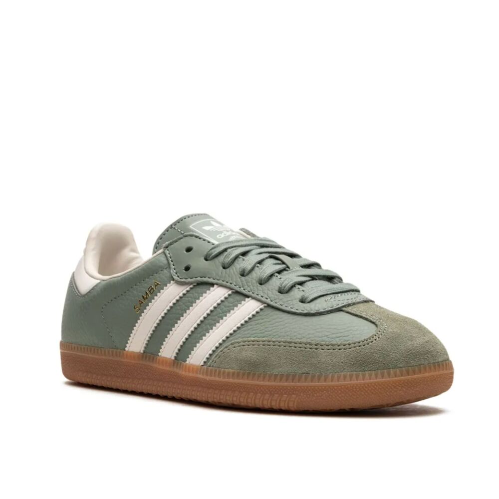 Adidas Samba OG Green White Sneakers | Leather Suede Gum Sole Retro Classic - Picture 2 of 4